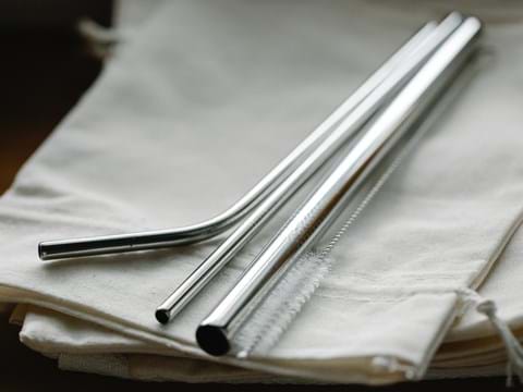 herbruikbare rietjes en borsteltje